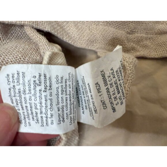 2 Wamsutta Vintage 1846 Beige Frayed Ruffle  Linen Euro Pillow Shams Boho Chic - Picture 11 of 15